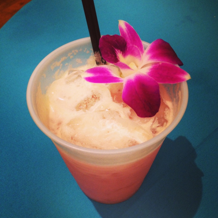 Getting the night started right with a rum tiki drink.