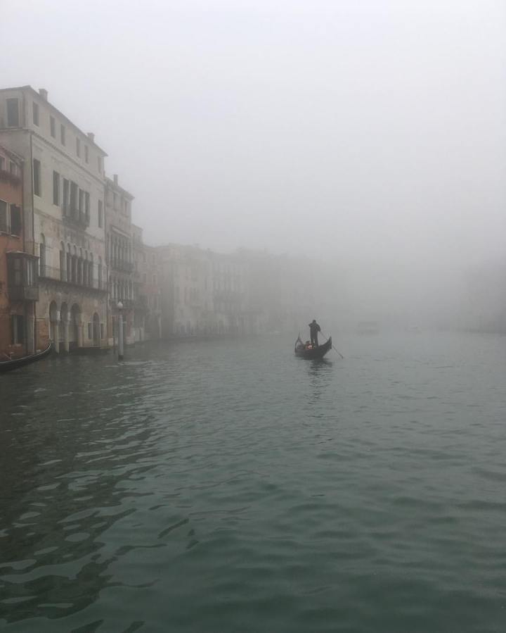 Fog and gondolier roll in.